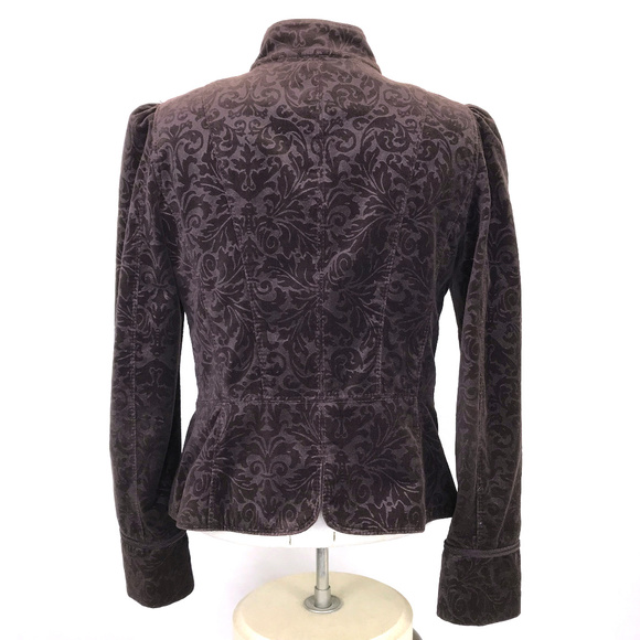 LOFT Victorian Velvet Burnout Military Jacket 6 - Picture 2 of 7